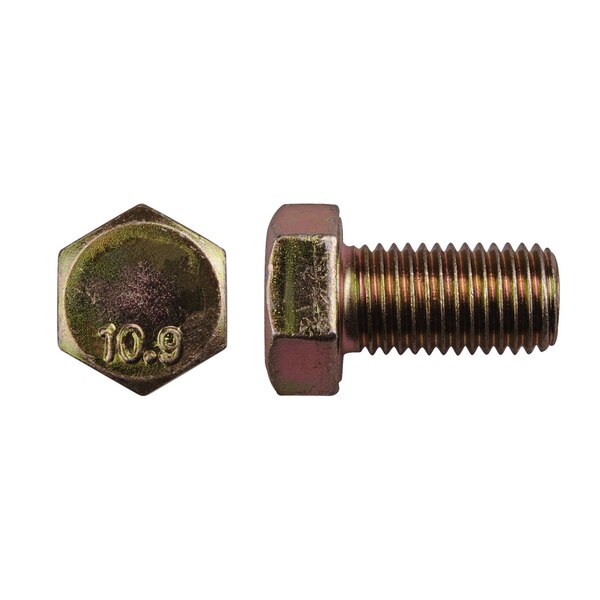 Class 10.9, M16-2.00 Hex Head Cap Screw, Zinc & Yellow Plated Steel, 30 mm L