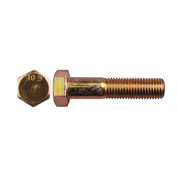 Class 10.9, M16-2.00 Hex Head Cap Screw, Zinc & Yellow Plated Steel, 70 mm L