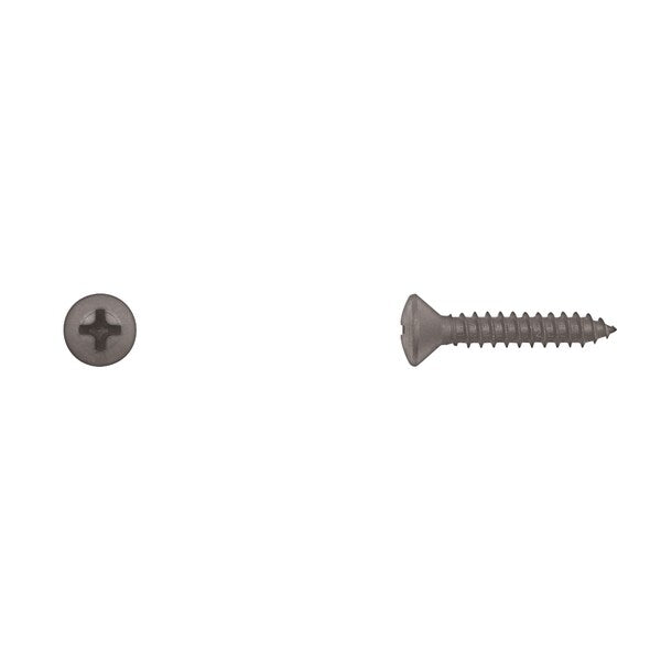 Sheet Metal Screw, #10 x 1 in, Black Oval Head Phillips Drive