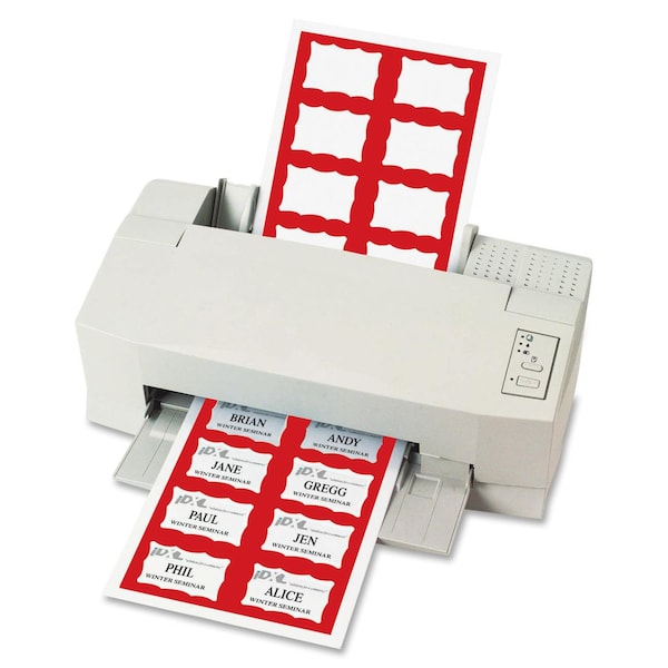 Laser Name Badges, Red, 3-3/8x2-1/3