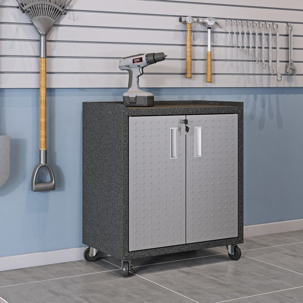 Fortress 3-Piece Mobile Steel Garage Cabinet and Worktable 1.0 in Grey