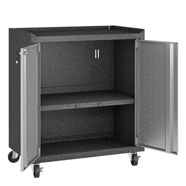 Fortress 3-Piece Mobile Steel Garage Cabinet and Worktable 1.0 in Grey