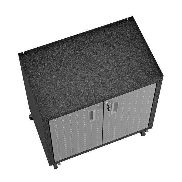 Fortress 3-Piece Mobile Steel Garage Cabinet and Worktable 1.0 in Grey