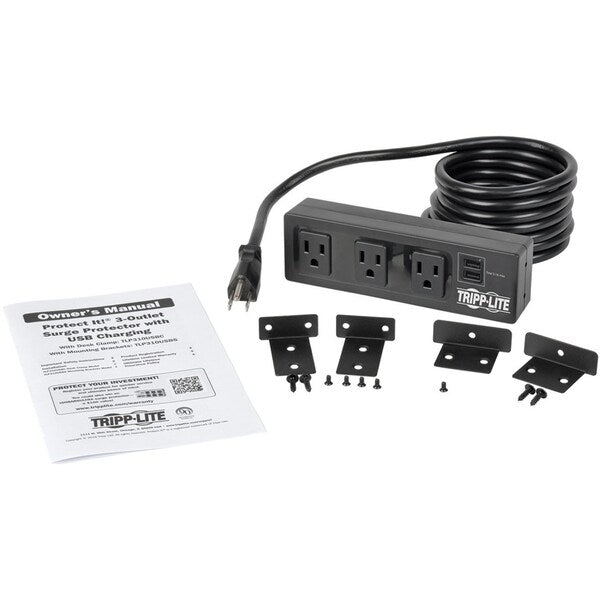 Surge Protector Outlet Strip, 15.0A, Black
