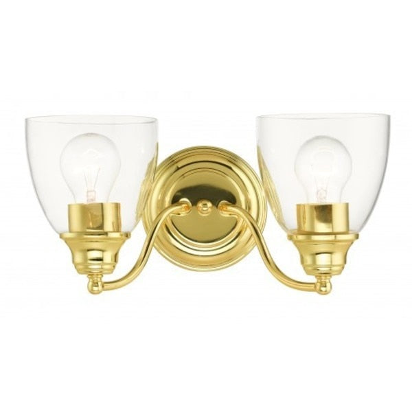 Polished Brass Vanity Sconce, 2 Light