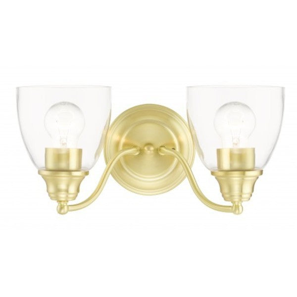 Satin Brass Vanity Sconce, 2 Light