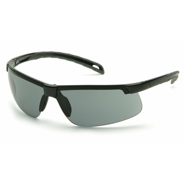 Safety Glasses, Wraparound Gray Polycarbonate Lens, Anti-Fog, Scratch-Resistant