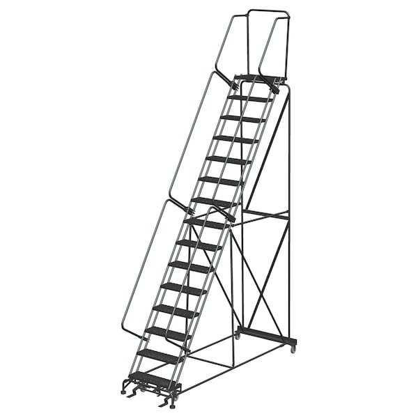 Safety Rolling Ladder, Steel, 150 in.H