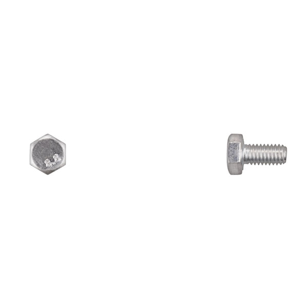 Class 8.8, M6-1.00 Hex Head Cap Screw, Zinc Plated Steel, 12 mm L