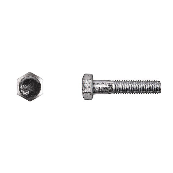 Class 8.8, M8-1.25 Hex Head Cap Screw, Zinc Plated Steel, 35 mm L