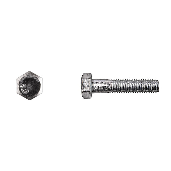 Class 8.8, M8-1.25 Hex Head Cap Screw, Zinc Plated Steel, 35 mm L