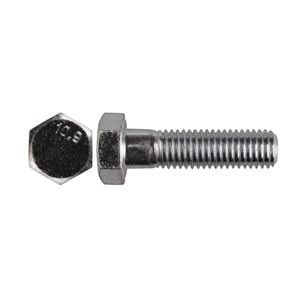 Class 8.8, M12-1.75 Hex Head Cap Screw, Bright Zinc Plated Steel, 45 mm L