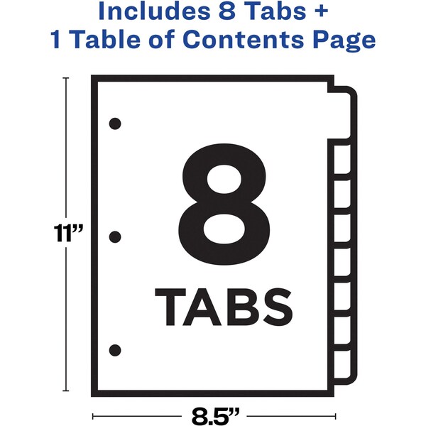 AveryÂ® Ready IndexÂ® Table of Contents Dividers 11132, 8-Tab Set