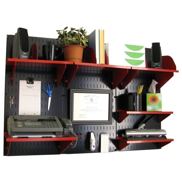 Office Wall Organizer System Unit, Black/Red