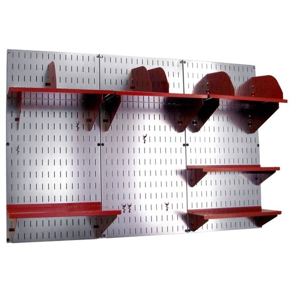 Office Wall Organizer System Unit, Galv/Red