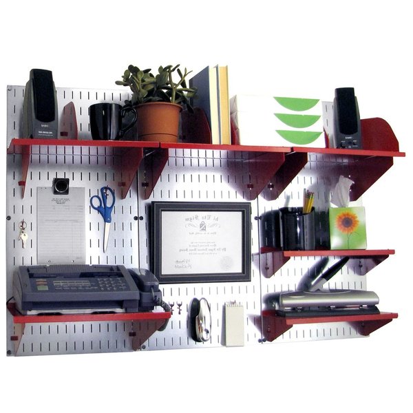 Office Wall Organizer System Unit, Galv/Red