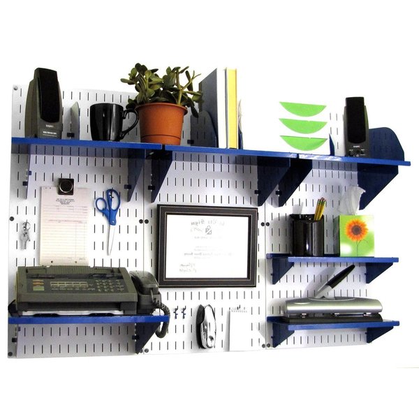 Office Wall Organizer System Unit, White/Blue