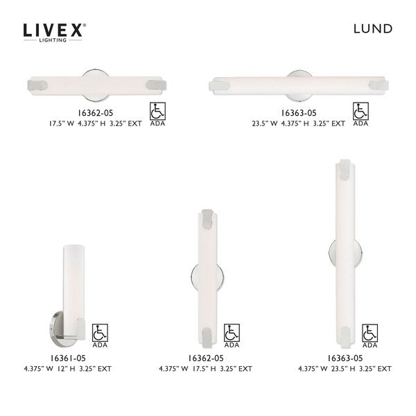 Lund LED Polished Chrome ADA Wall Sconce