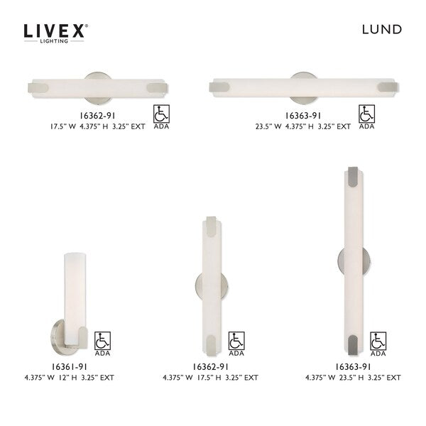 Lund LED Brushed Nickel ADA Wall Sconce