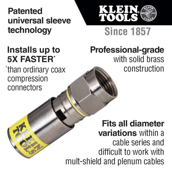 Universal F Compression Connectors RG6/6Q 50-Pack