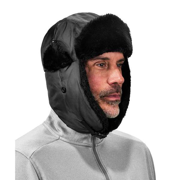 Black Zippered Trapper Hat, L/XL