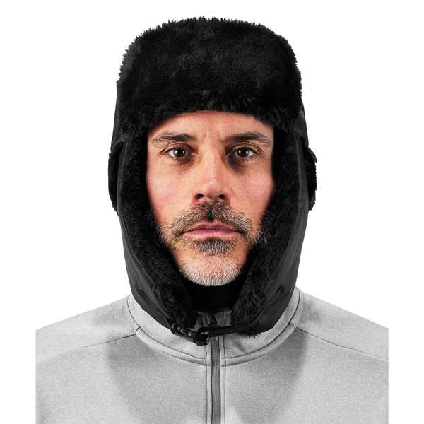 Black Zippered Trapper Hat, L/XL