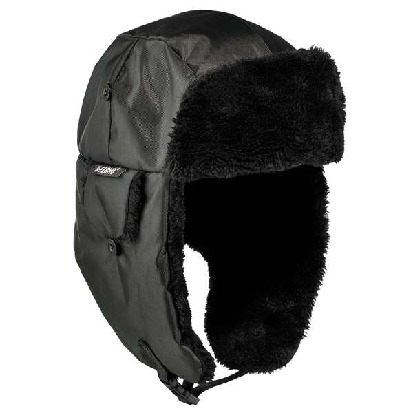 Black Zippered Trapper Hat, L/XL
