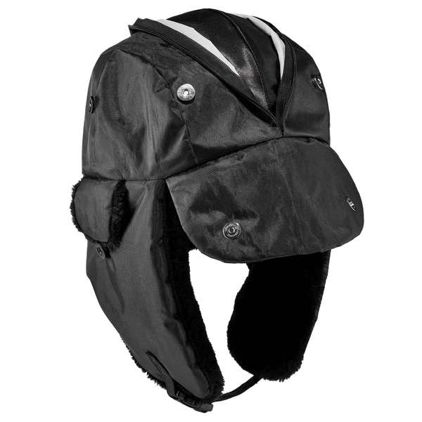 Black Zippered Trapper Hat, L/XL