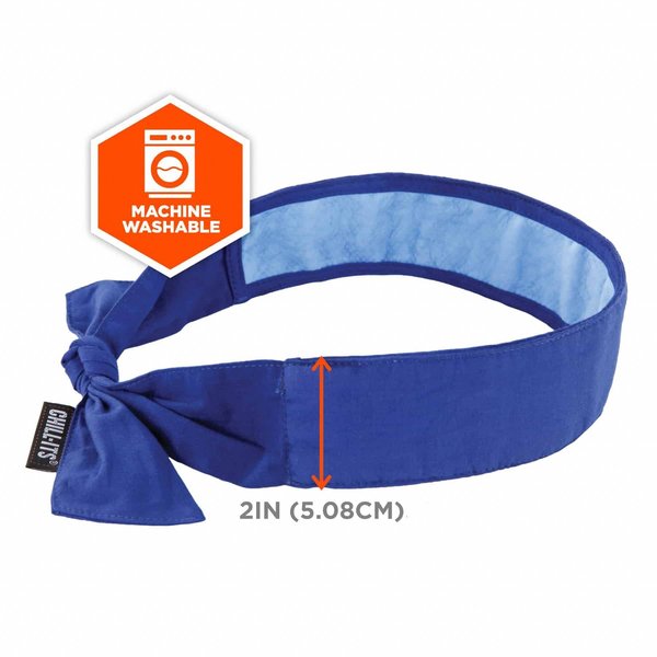 Chill-Its Evaporative Cooling Bandana Headband, Adjustable Tie Closure, PVA, Solid Blue