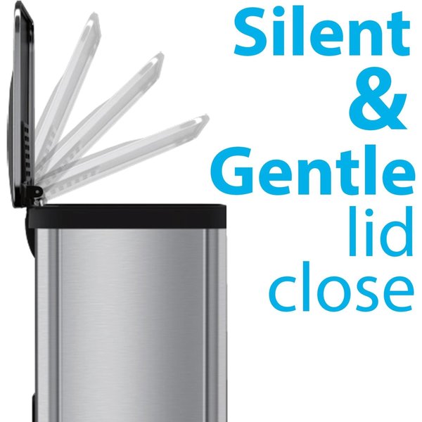 13 gal Rectangular Trash Can, Silver, Stainless Steel