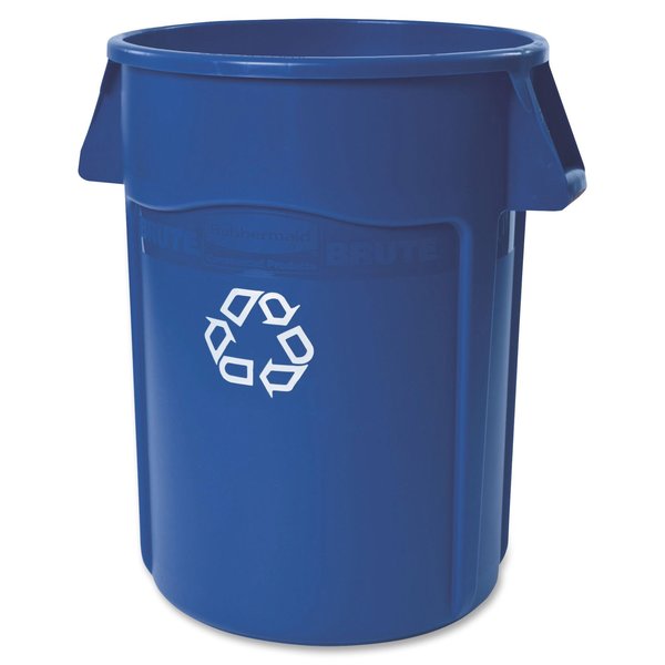 44 gal Round Recycling Bin, Open Top, Blue, Polyethylene, 1 Openings