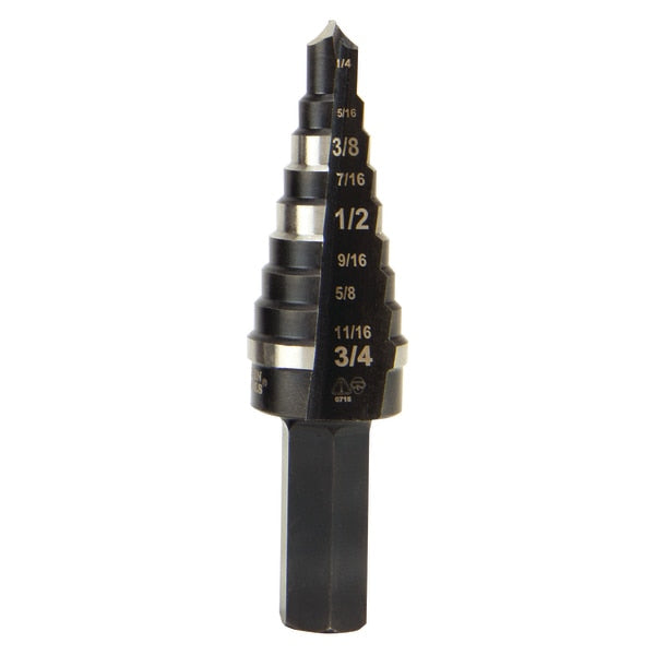 Step Drill Bit Double Fluted #3, 1/4 to 3/4-Inch