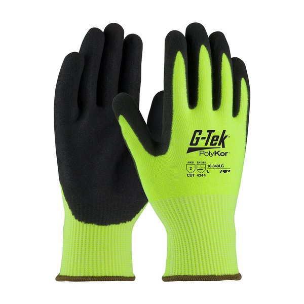 Glove, HiVis, PolyKon, Nitril Coat, Med, PK12