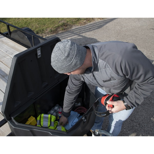 Truckbox, Trailer Tongue, Double Lid, 7.1 cu ft Cap, 36 in Overall W, 18 in Overall D, Black
