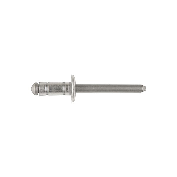 Blind Rivet, Dome Head, 1/4 in Dia., 39/64 in L, Aluminum Body, 25 PK