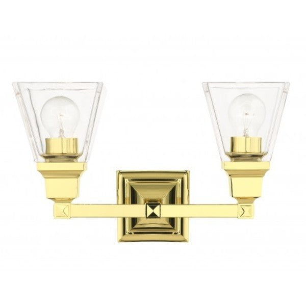 Polished Brass Vanity Sconce, 2 Light