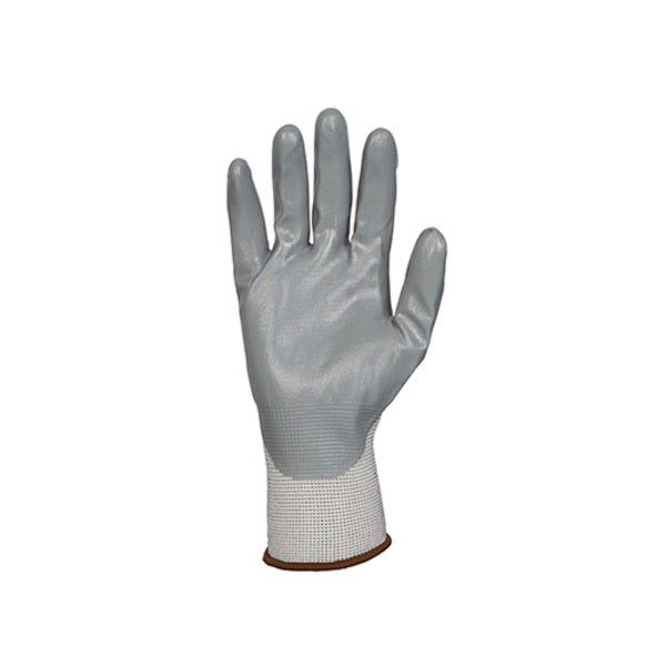 Nitrile Coated Gloves, Palm Coverage, White/Gray, L, PR
