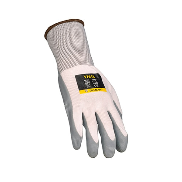 Nitrile Coated Gloves, Palm Coverage, White/Gray, S, PR