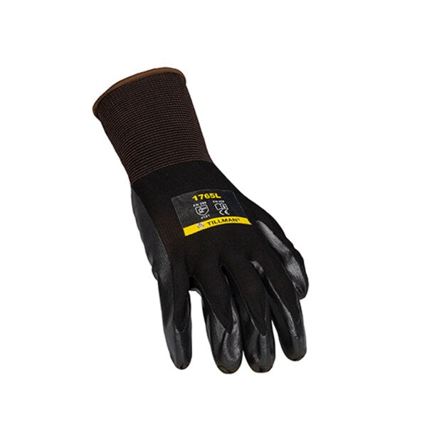 Foam Nitrile Coated Gloves, Palm Coverage, Black, XL, PR