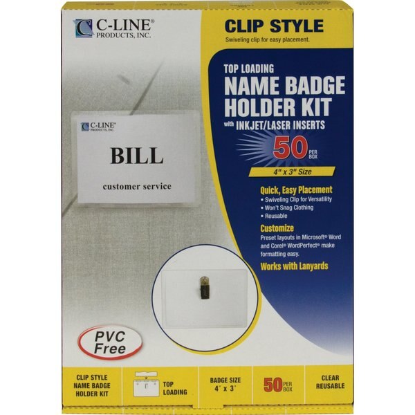 Clip Style Badge Holders, 4 x 3