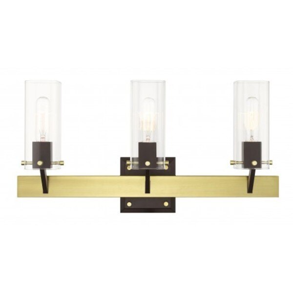 Satin Brass Vanity Sconce, 3 Light