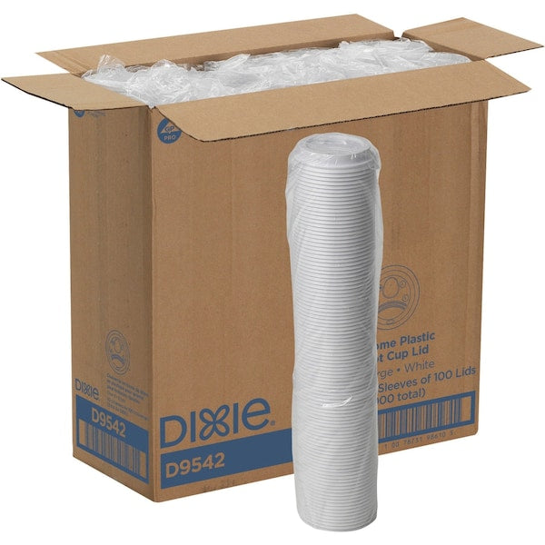 Lid for 12 to 20 oz. Hot Cup, Dome, Sip Through, White, Pk1000