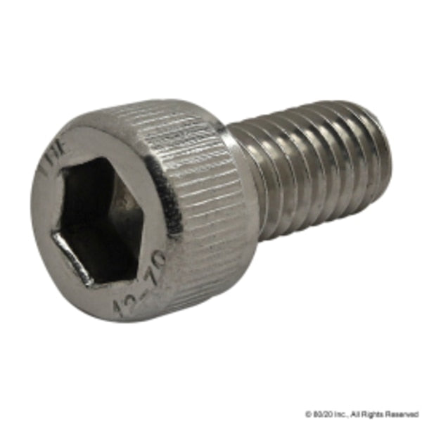 M6-1.00 Socket Head Cap Screw, Plain Stainless Steel, 12 mm Length