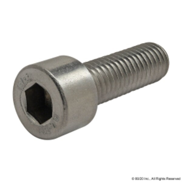 M8-1.25 Socket Head Cap Screw, Plain Stainless Steel, 25 mm Length