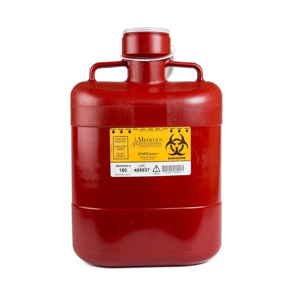 Sharps Container, 10 qt., Bottle, Red, PK12