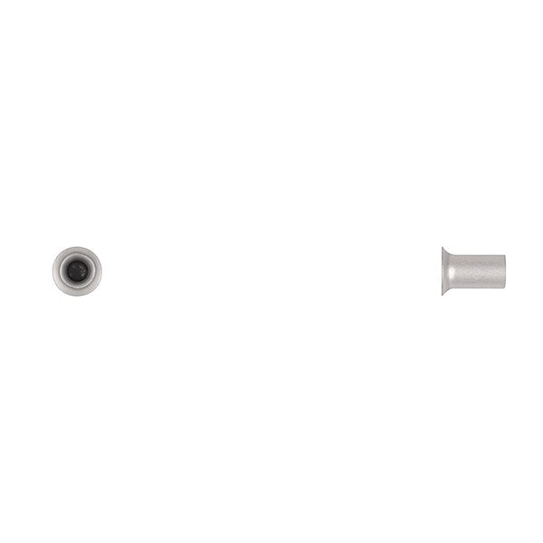 Tubular Rivet, 5.3 mm Dia., 10 mm L, Steel Body, 100 PK