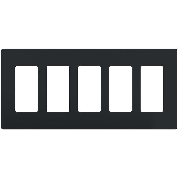 Designer Wall Plates, Number of Gangs: 5 Thermoset, Gloss Finish, Black