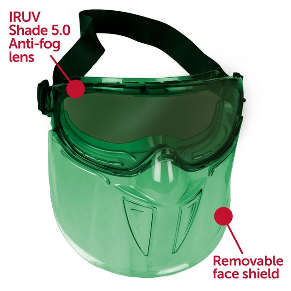 Impact Resistant Safety Goggles, Shade 5.0 Anti-Fog Lens, Shield Series