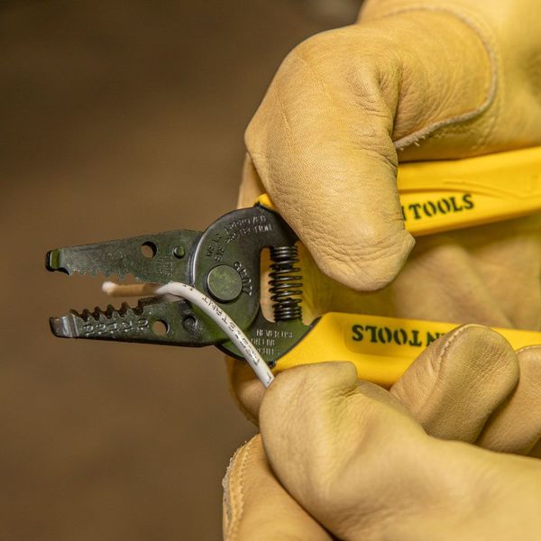 Wire Stripper, Overall Length 6 1/4 in, Capacity 18 to 10 AWG, Yellow, Steel