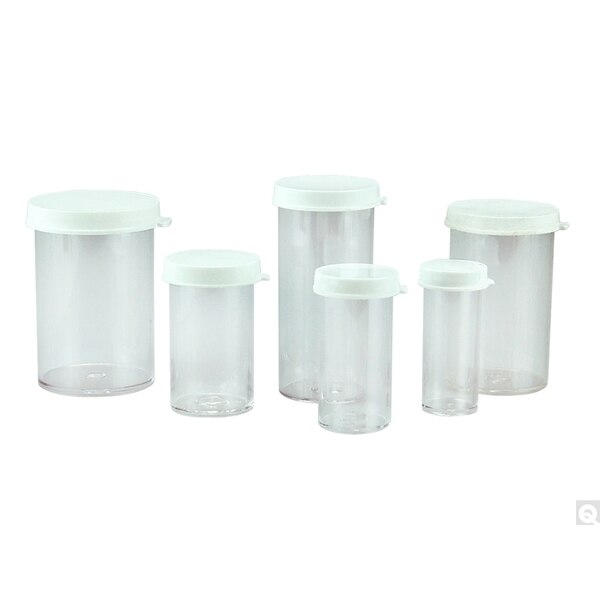 Clr PS Snap Cap Vial, White PE Linerless Snap Cap Attached, 12